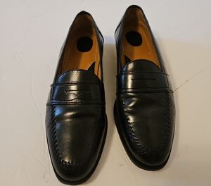 PARAGON Black Leather Slip-On Loafers, Mens 9.5